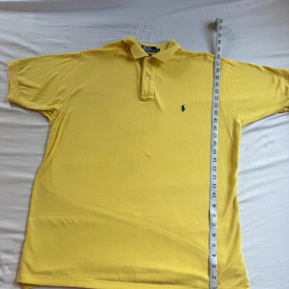 Vintage Polo Ralph Lauren Men's Large Yellow Blue Pony Polo Shirt 90s